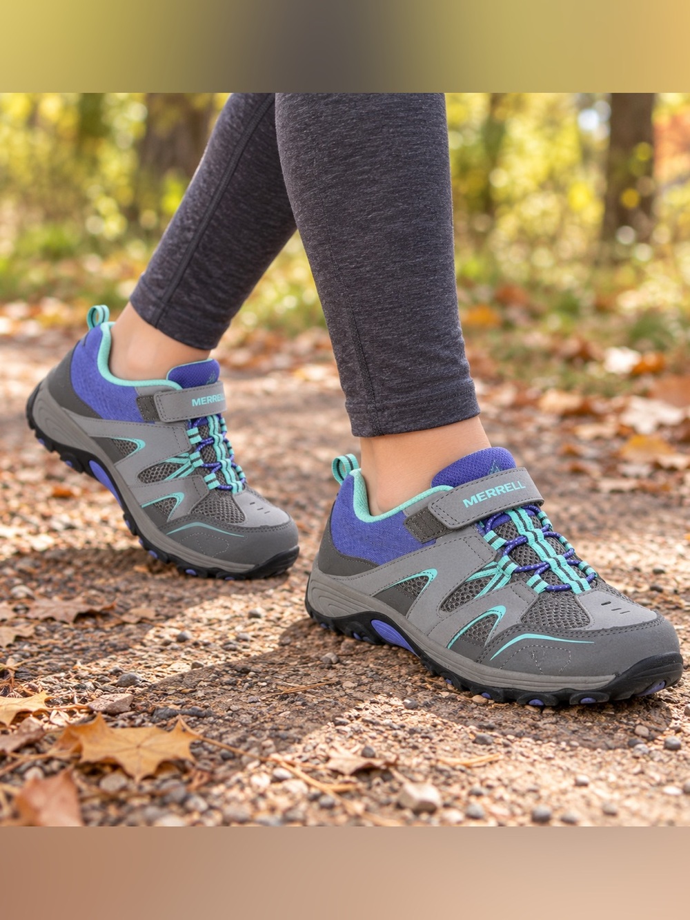 Merrell Trail Chaser Grey Aqua Purple Hiking Shoes Youth 6M/Women’s 7.5